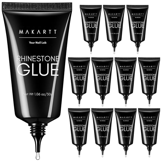 Makartt Rhinestone Glue for Nails 12PCS 30ML, Super Strong Gel Adhesive for Nail Salon, 3D Nail Art, Gem Jewelry & Nail Charm Decoration