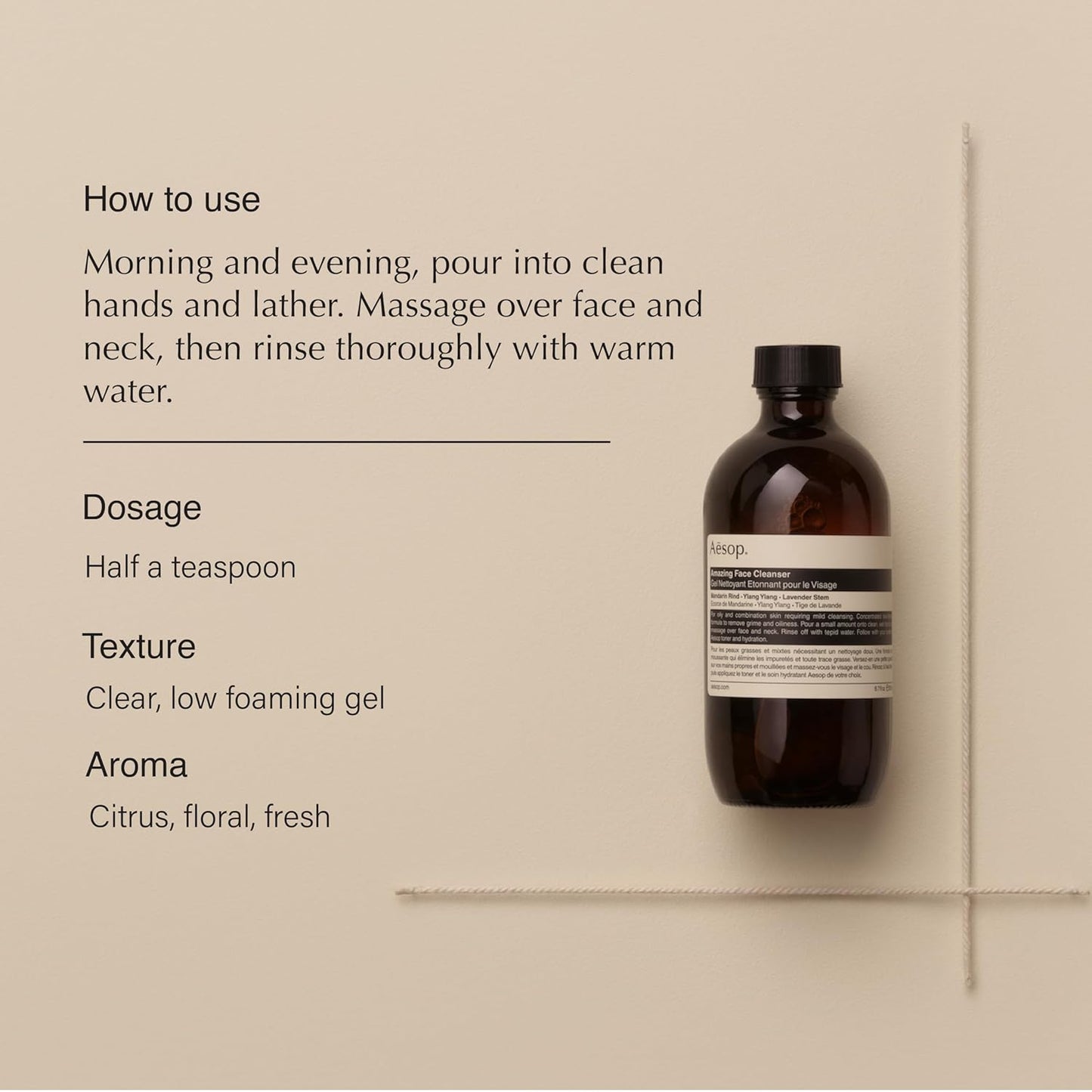 Aesop Amazing Face Cleanser | Non Drying, Concentrated Low Foaming Daily Cleanser | Cleanse Skin of Oil and Grime Without Disturbing Natural Balance | 6.7 oz / 200 mL