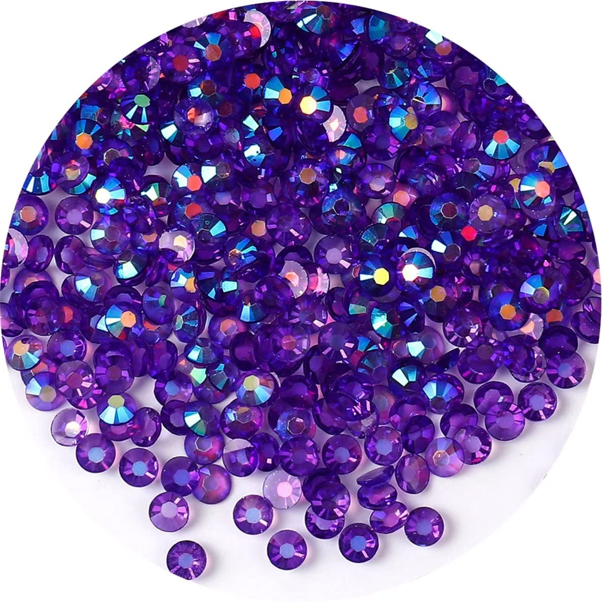 2250 Pcs SS16 4mm AB Flatback Rhinestones for Nails Art Crafts Transparent Glitter Round Gems Crystals DIY Clothes Shoes(Clear Dark Purple AB)