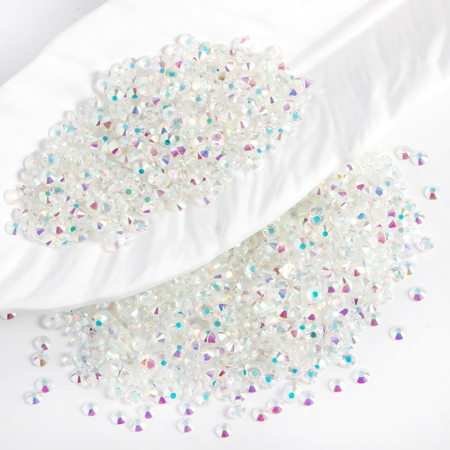 3000PCS SS10 Flatback Rhinestones | 12-Facet Diamond-Cut Glass Gems for Nail Art, Clothing, DIY Crafts |Glue-On Decoration Stones with Silver Backing(Transparent AB)
