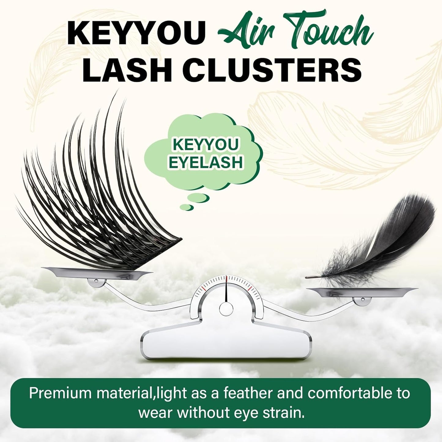 Lash Clusters 144pcs Individual Lashes D Curl 14mm Eyelash Clusters KEYYOU Air Touch Cluster Lashes Super Lightweight Soft Wispy Comfortable Easy DIY at Home(Air02-D-14mm)