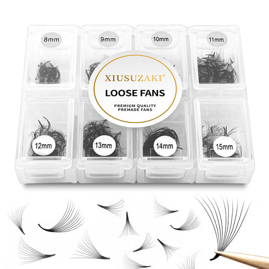 Premade Fans Eyelash Extensions 600 Fans 10D Volume Lash Extensions 0.05 Thickness Eyelash Extension C Curl Premade Lash Fans Mix 8-15mm Fluffy Soft Handmade Loose Fan(600Fans-10D-0.05-C,8-15mm)