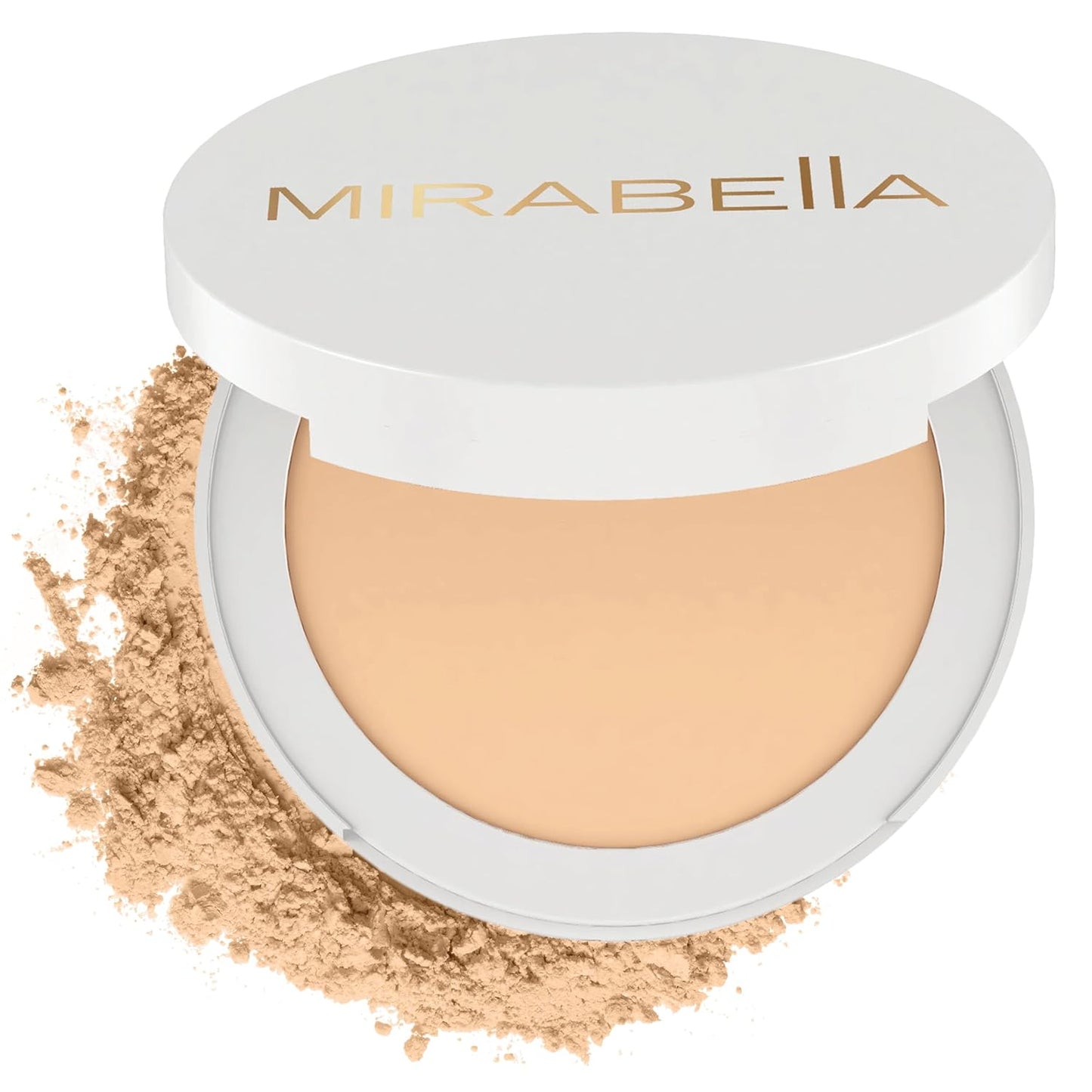 Mirabella Invincible Pure Pressed Powder Foundation - Buildable Mineral Makeup & Blurring Setting Powder for All Skin Types - HD Matte Finishing - Medium M10