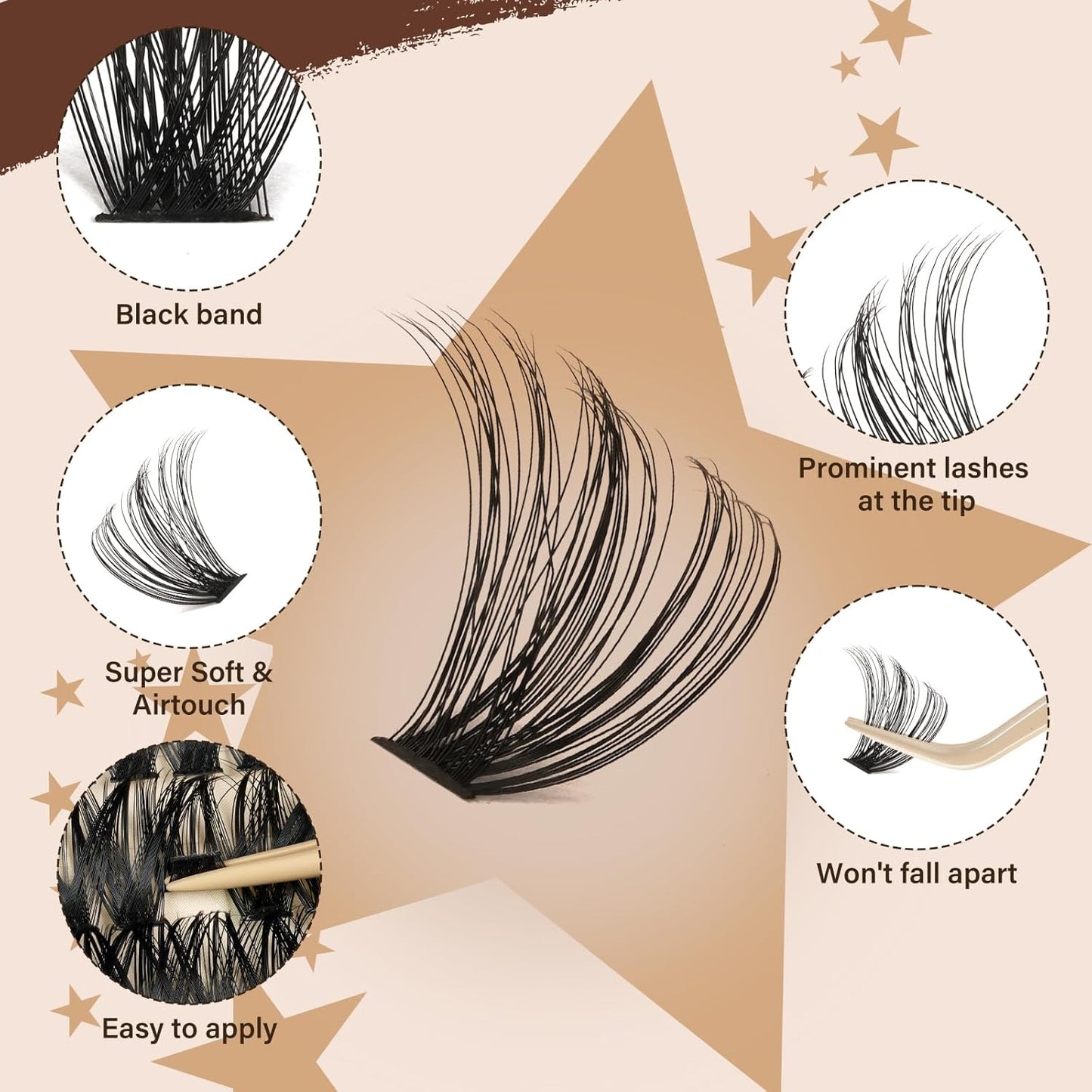 DIY Lash Extension Kit 60D+80D JMS&JMS Lash Clusters Kit D Curl 9-16MIX Individual Lashes Kit Waterproof Eyelash Extension Kit with Lash Bond and Seal Lash Applicator Tool Fluffy Cluster Lashes Kit