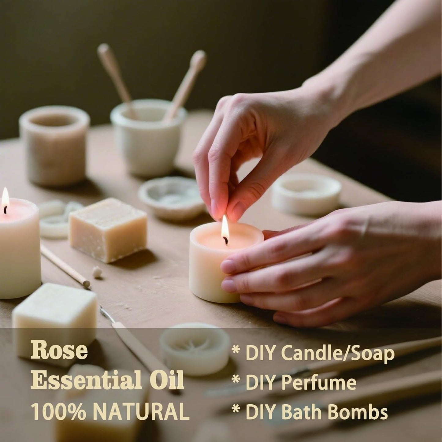 Rose Fragrance Oil-Sandalwood Essential Oil 8.33oz (250ml)-100% Pure Natural Scent for Diffusers, Candles, Soap Making & Aromatherapy-Relaxing Home & Gift Essential Oil for Bath, Massage