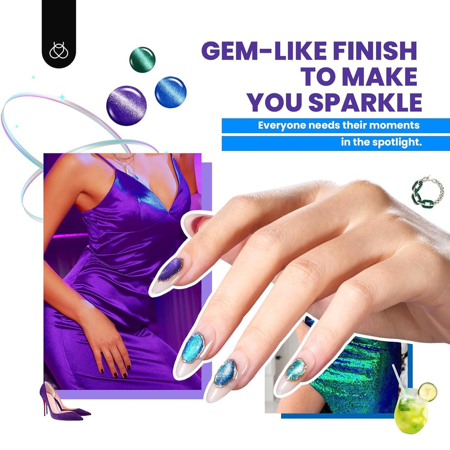 Beetles Cat Eye Gel Nail Polish Set - 20 Colors Nude Pink Green Blue Red Brown Black Magnetic Gel Polish Base Gel Matte Glossy Top Coat Lush Velvet Soak Off UV Manicure Salon DIY Gift for Women