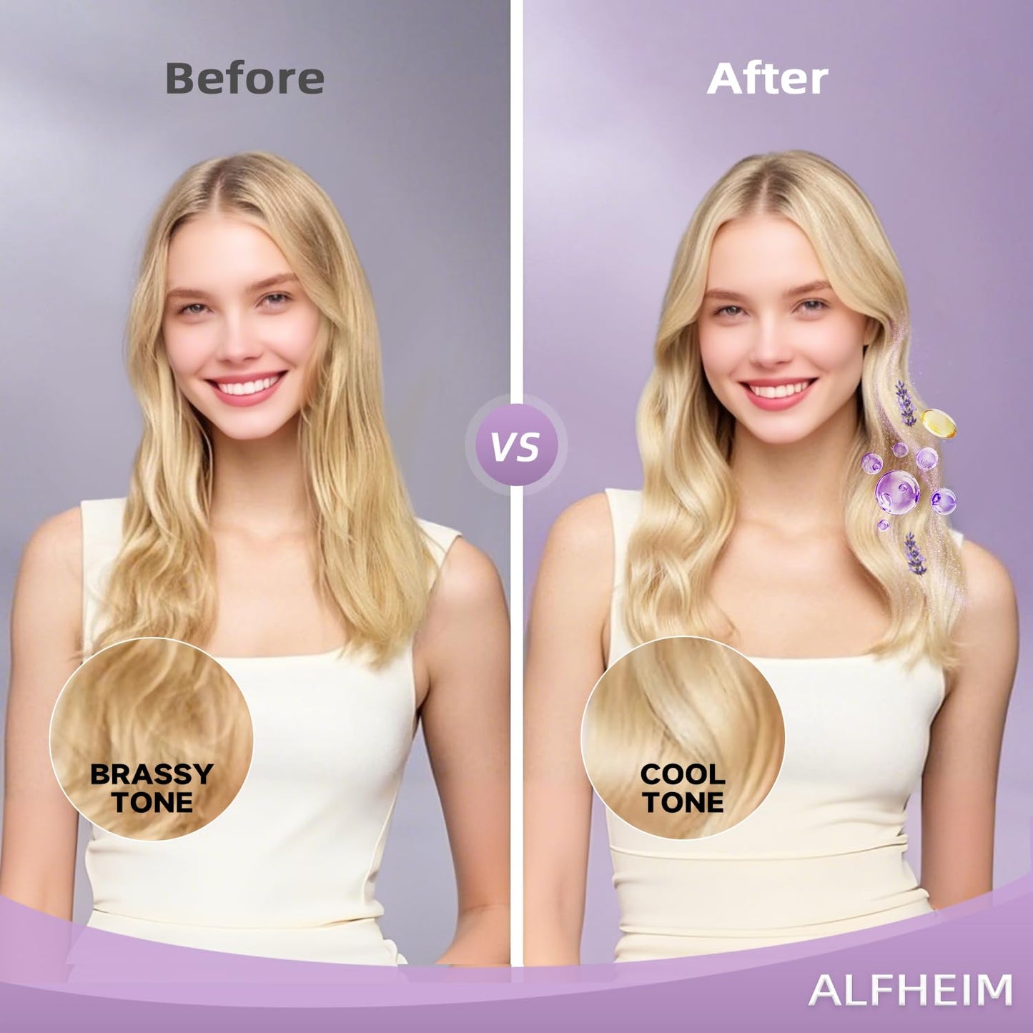 ALFHEIM Lavender Purple Hair Mask | Neutralizes Brass & Yellow Tones | Deep Moisturizing & Repairing for Blonde, Bleached & Silver Hair | Infused with Lavender Oil, Grape Seed Oil & Vitamin E 8.45 oz