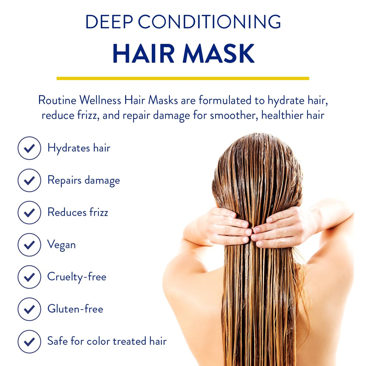 Routine Wellness Deep Conditioning Hair Mask for Dry Damaged Hair - Hydrating, Moisturizing Repair Treatment - Promotes Volume - Rose Hips 8oz
