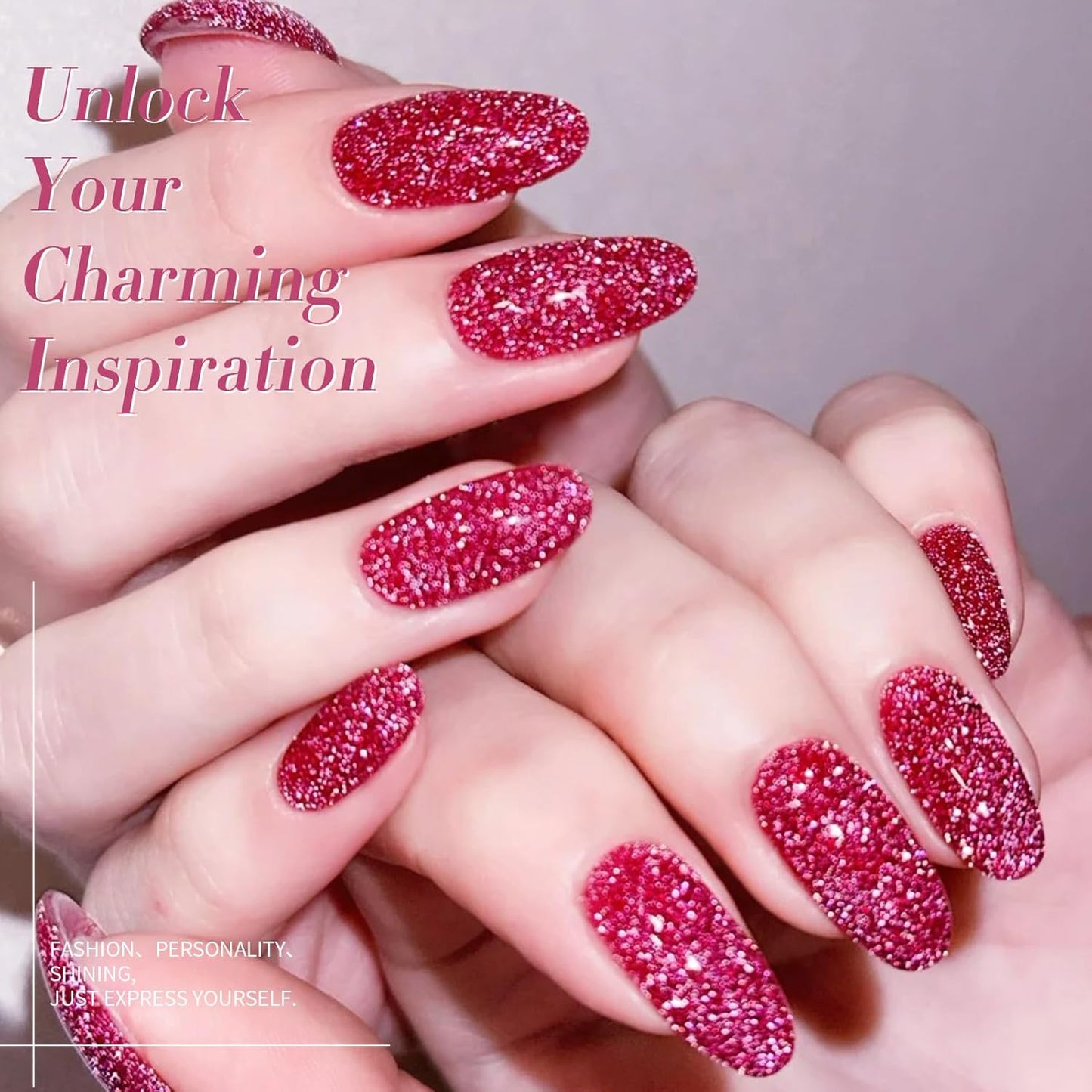 BORN PRETTY Reflective Glitter Gel Nail Polish Pink Holographic Colorful Glitter Spring Summer Gel Polish Sparkly Shiny Disco DJ LED Gel Nail Polish Nail Varnish 6PCS