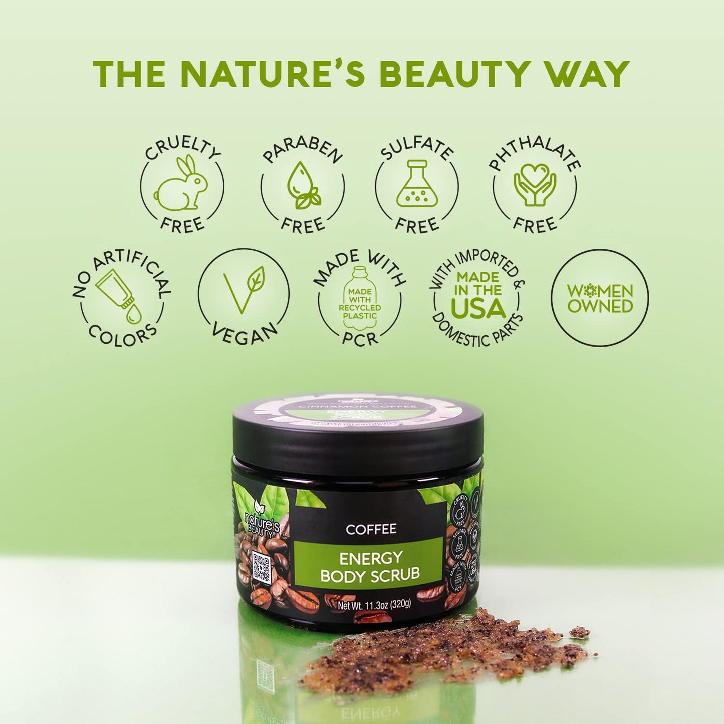 Nature's Beauty Cinnamon Coffee Energy Body Scrub Multi-Pack - Gently Exfoliate, Energize & Invigorate Dull Skin, Made w/Pomegranate & Babassu Oil + Coffee Seed Powder, 11.3 oz (2 Pack)