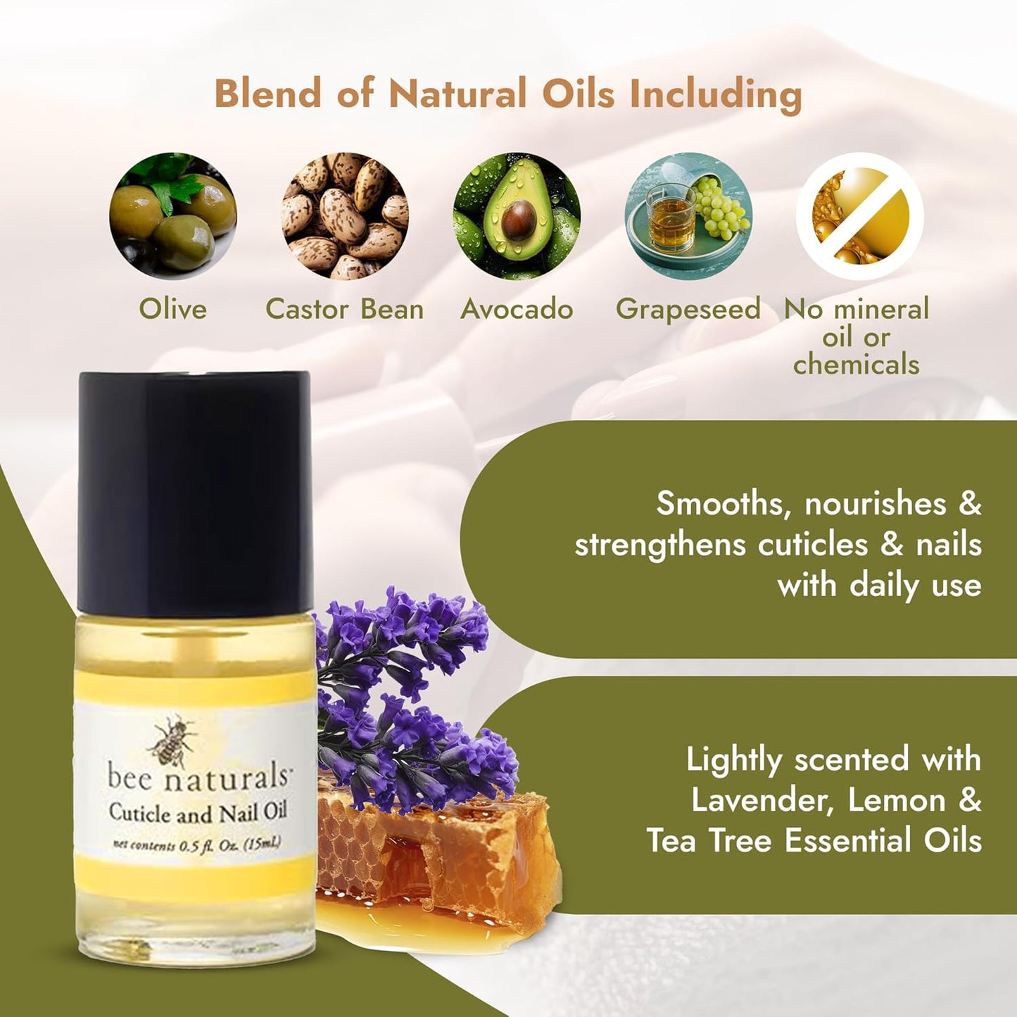 Bee Naturals Nail & Cuticle Care Gift Set – Includes Hydrating Nail Balm & Nourishing Cuticle Oil with Natural Ingredients – Perfect for Dry, Brittle Nails & Ragged Cuticles – Travel-Friendly & Gentle