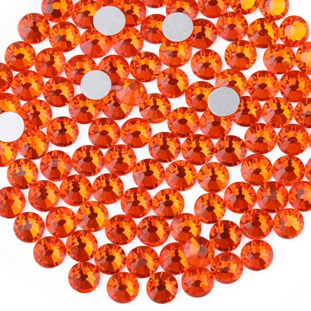 Beadsland 2880pcs Flat Back Crystal Rhinestones Round Gems for Nail Art and Craft Glue Fix, Orange,SS4,1.5-1.7mm