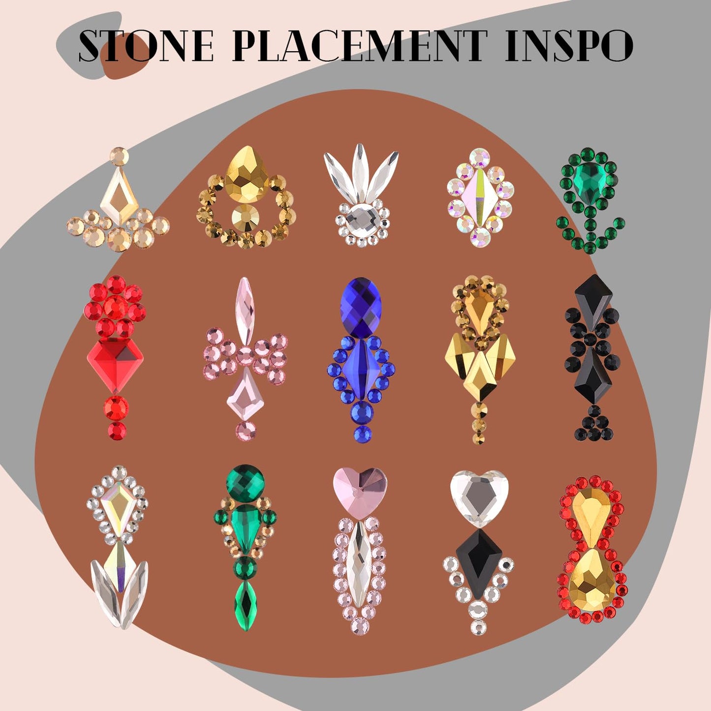 Royal Blue Glass Nail Rhinestones - 1680 Pcs Multi Shapes + 1500 Pcs Round Crystal with Glue Gel for Nail Art