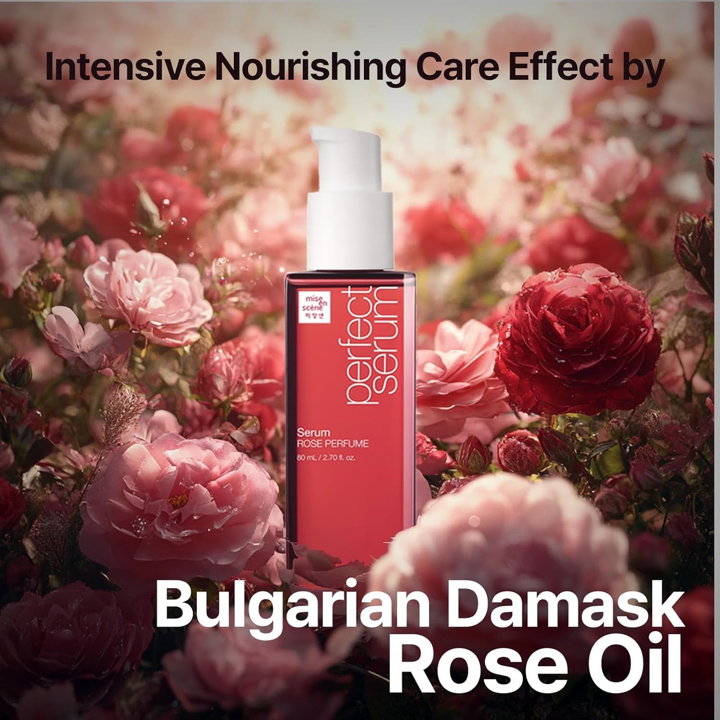 Mise En Scene Perfect Rose Perfume Serum - Korean Hair Essence with Rose Scent, Argan Oil for Damaged Hair Care, 2.70 fl. Oz