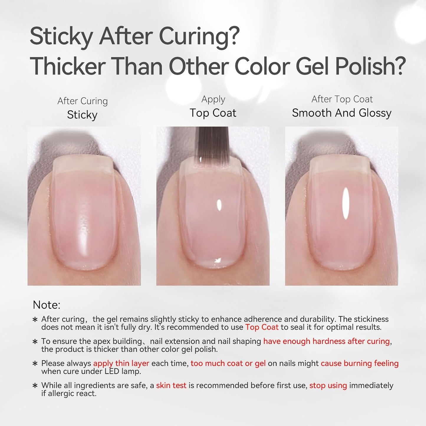 BORN PRETTY Builder Gel for Nails, 8-in-1 Extension Gel Strengthener Gel Hard Builder Nail Gel Base Top Gel, Sheer Pink Gel Builder Rhinestone Nail Glue Gel in A Bottle Nails 15ML
