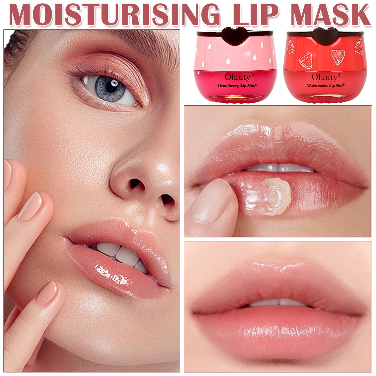3 PCS Bee Lip Balm Lip Mask Honey Pot,Strawberry&Honey&Watermelon Lip Sleeping Mask,Hydrating Prevention Dry Lip Care,Moisturizing Lip Mask Overnight Reduces Lip Lines