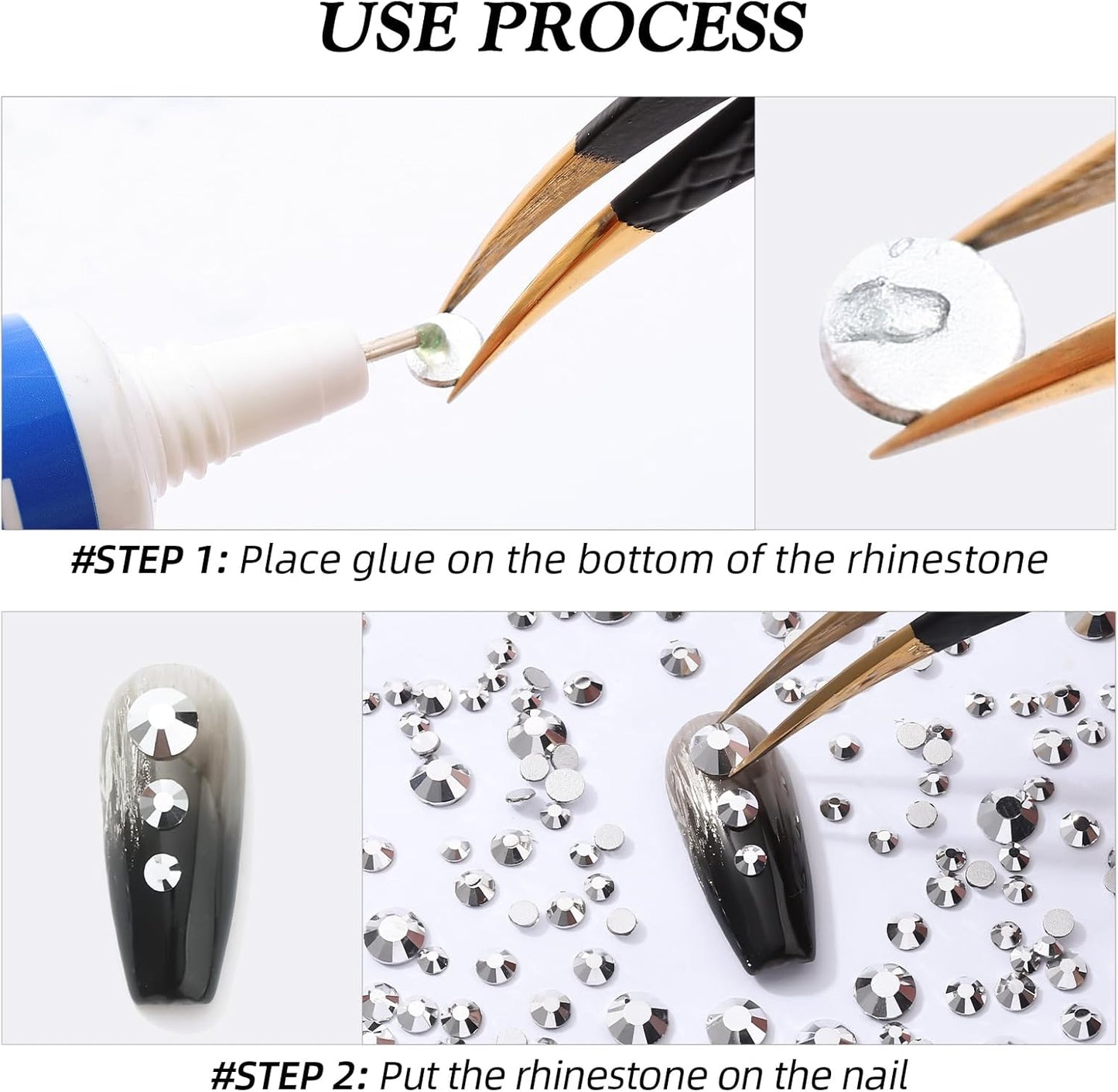 Silver Flatback Rhinestones, Glass Rhinestones for Nail Art and Craft, Glue Fix, Loose Crystal Gemstones(Silver, SS12, 2880pcs, 2.9-3.0mm)