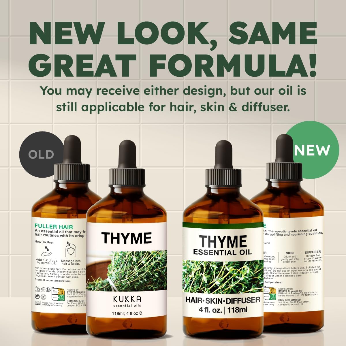Kukka Thyme Essential Oil for Hair, Skin & Diffuser - 4 Fl Oz - Thyme Oil, Herbaceous Scent, for Aromatherapy, DIY Soap Making Scents