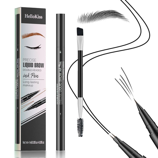 Eyebrow Pen, Microblading Eyebrow Pencil for Natural Hair-Like, Fast & Precise Faux Brow Pen with Double Brush Tip, Waterproof Long-Lasting, Filling Eyebrow Pencils for Women, Black