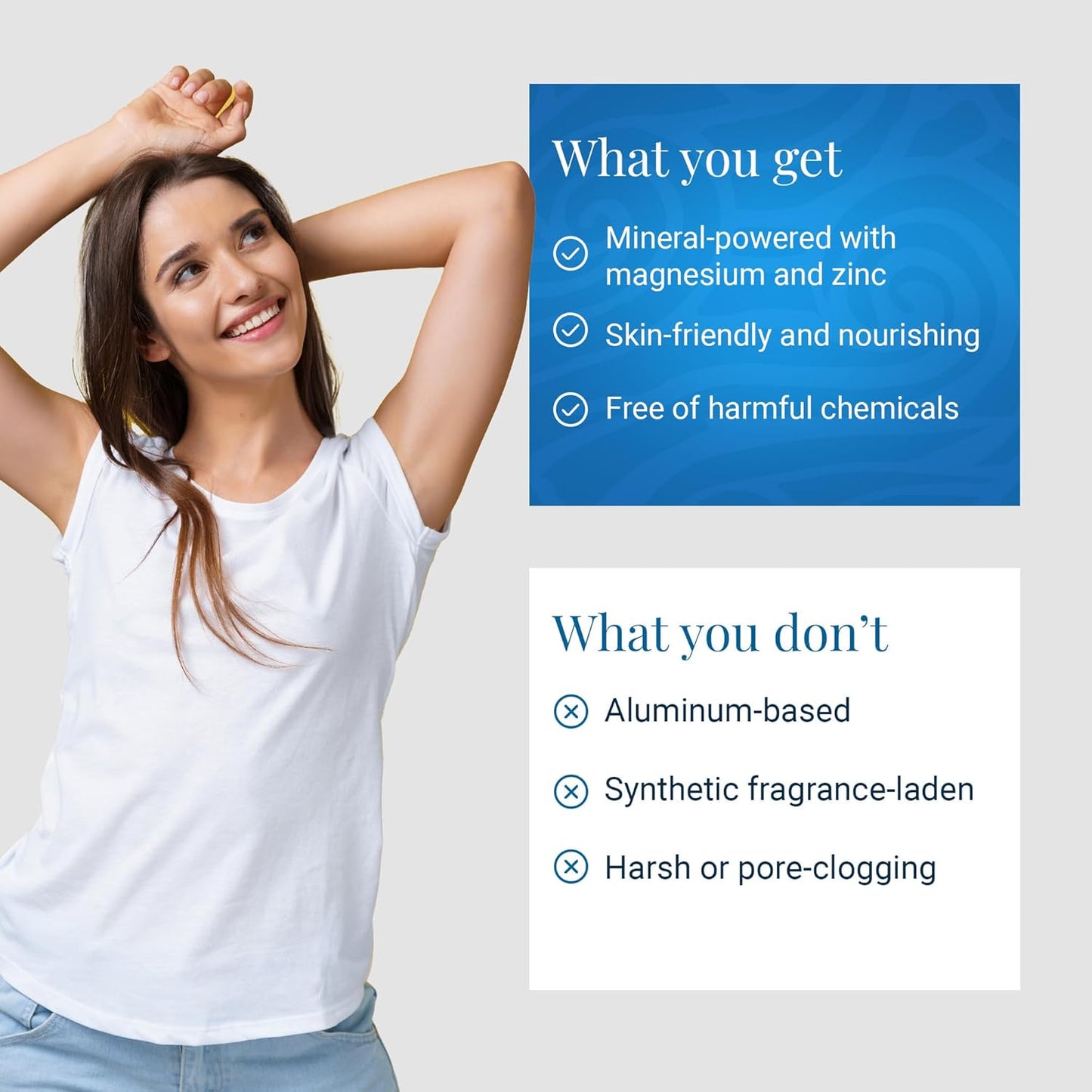 Ancient Minerals Natural Deodorant Cream – Unscented, Aluminum-Free with Magnesium, Zinc & Vitamin E for Women and Men, Vegan Formula for Sensitive Skin, 24-Hour Odor Protection, 2 oz