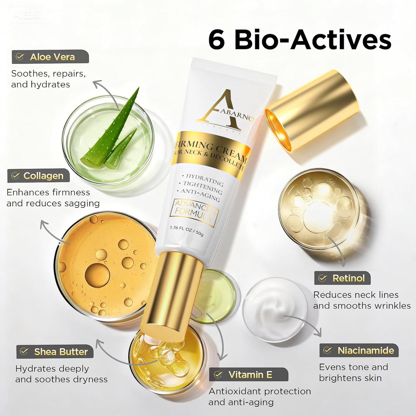 Neck Cream - Retinol & Collagen Neck Firming Cream for Wrinkles, Moisturizing and Anti-Aging, Perfect for Neck & Décolleté Skin Care - 1.7 fl.oz