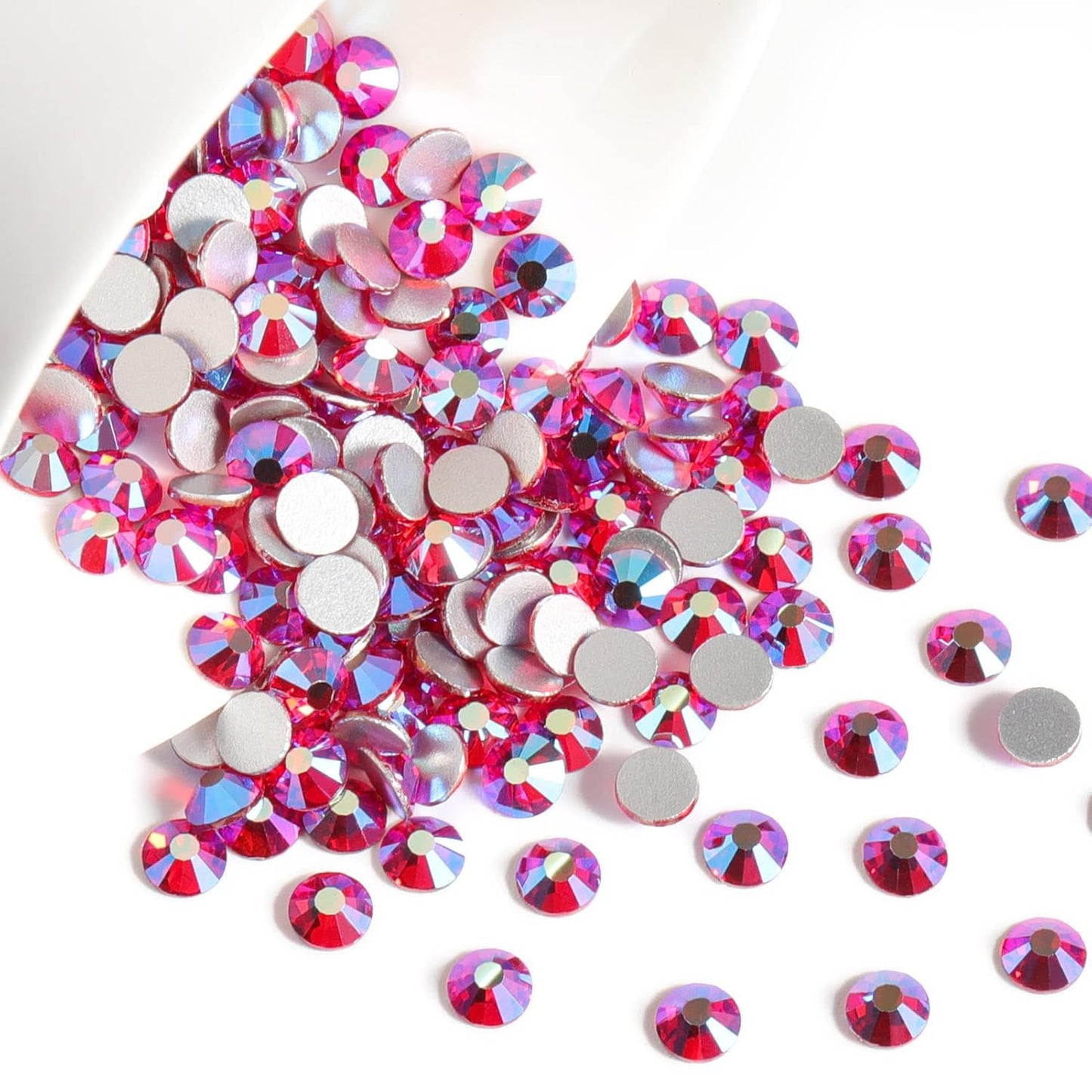 Beadsland 1440 Pieces Flat Back Crystal Rhinestones Round Gems,Light Siam AB,SS12,3.0-3.2mm