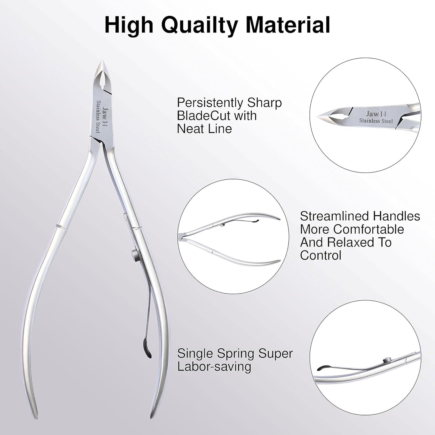 UM Supplies Cuticle Trimmer | Hangnail Remover | Extremely Sharp | Professional Cuticle Nippers | Stainless Steel | Cuticle clippers | Pedicure Manicure Tool I Jaw 14 (5mm)
