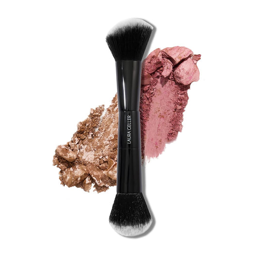 LAURA GELLER NEW YORK Dual-Ended Blush + Bronzer Brush - Blush Bronzer Contour Face Makeup Brush