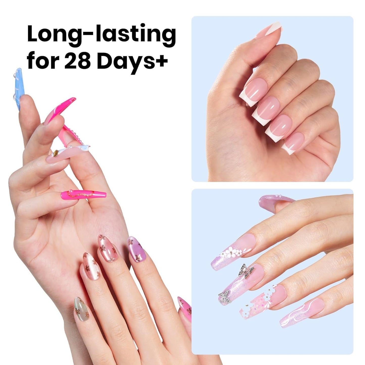 Beetles 20g Solid Nail Glue Gel - No Wipe, Hands-Free Soft Nail Tips Glue for Fake Acrylic Nails, Press On Nails, Nail Extensions, 3D Nail Art, Soak Off Nail Lamp Long-Lasting, Beginner-Friendly