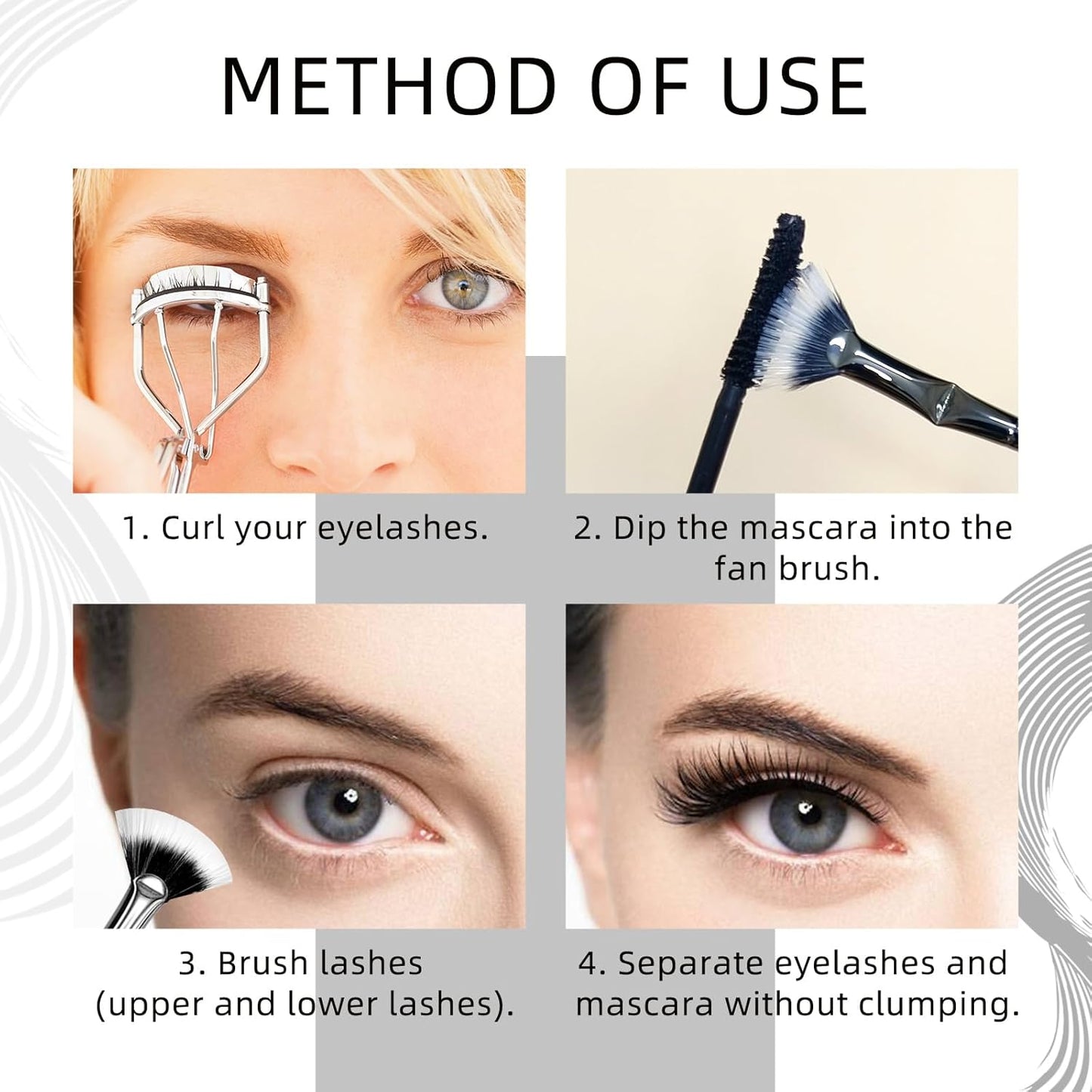 Fan Mascara Brushes, 3Pcs Eyelash Brush, Eyebrow Brush Lash Wand for Lashes, Facial Fan Brush for Eyelash Clumping. (Fan brush)