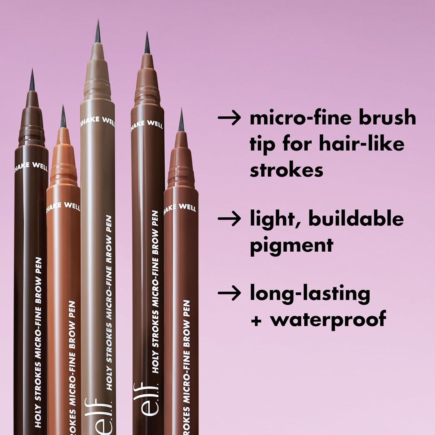 e.l.f. Holy Strokes Micro-Fine Brow Pen, Liquid Waterproof Eyebrow Makeup For Detailing & Adding Dimension, Vegan & Cruelty-Free, Neutral Brown