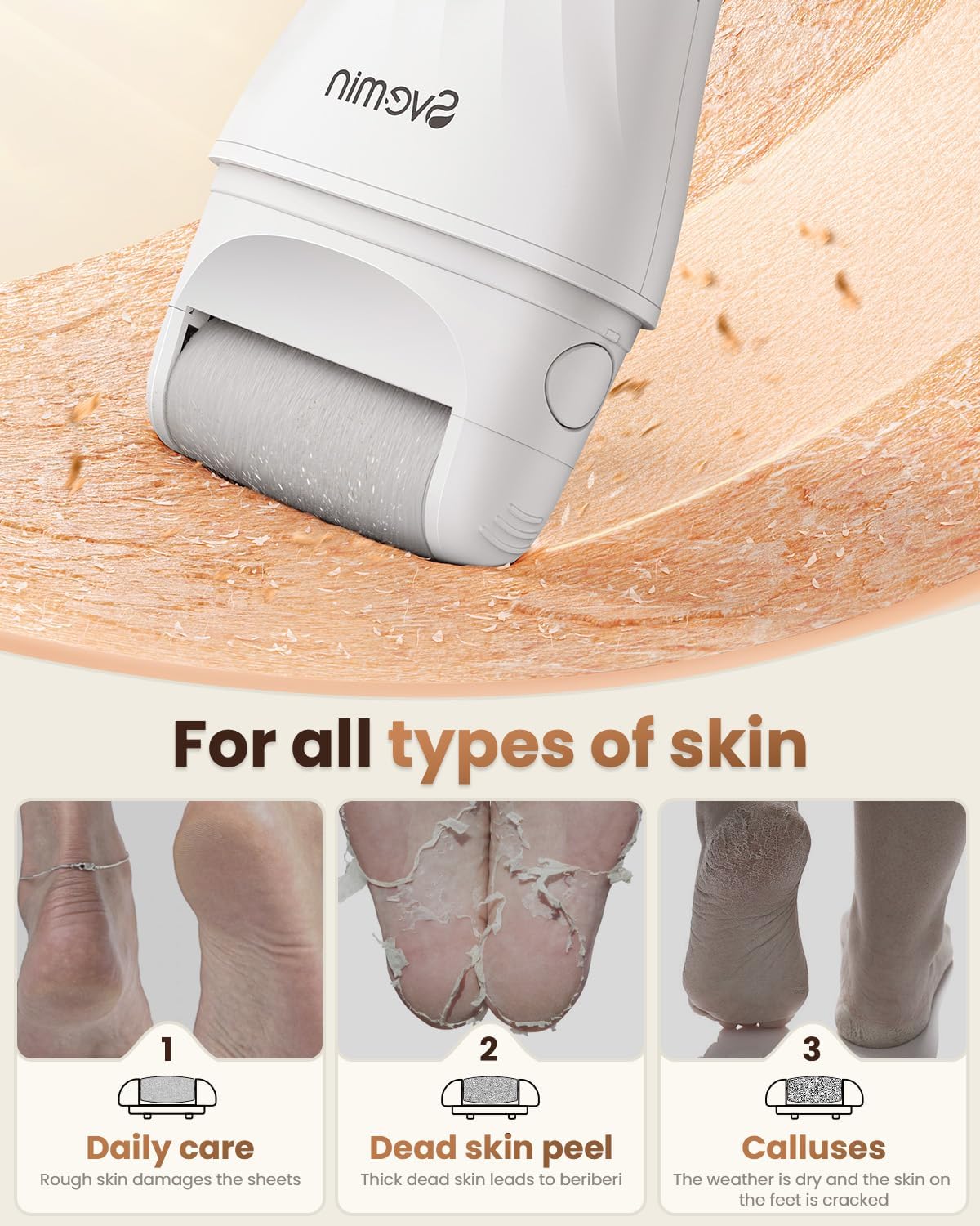 Electric Callus Remover for Feet - 2-Speed Rechargeable Pedicure Kit with 3 Rollers, IPX4 Waterproof Foot Scrubber & Digital Display | Professional Dead Skin & Callus Remover for Women/Men
