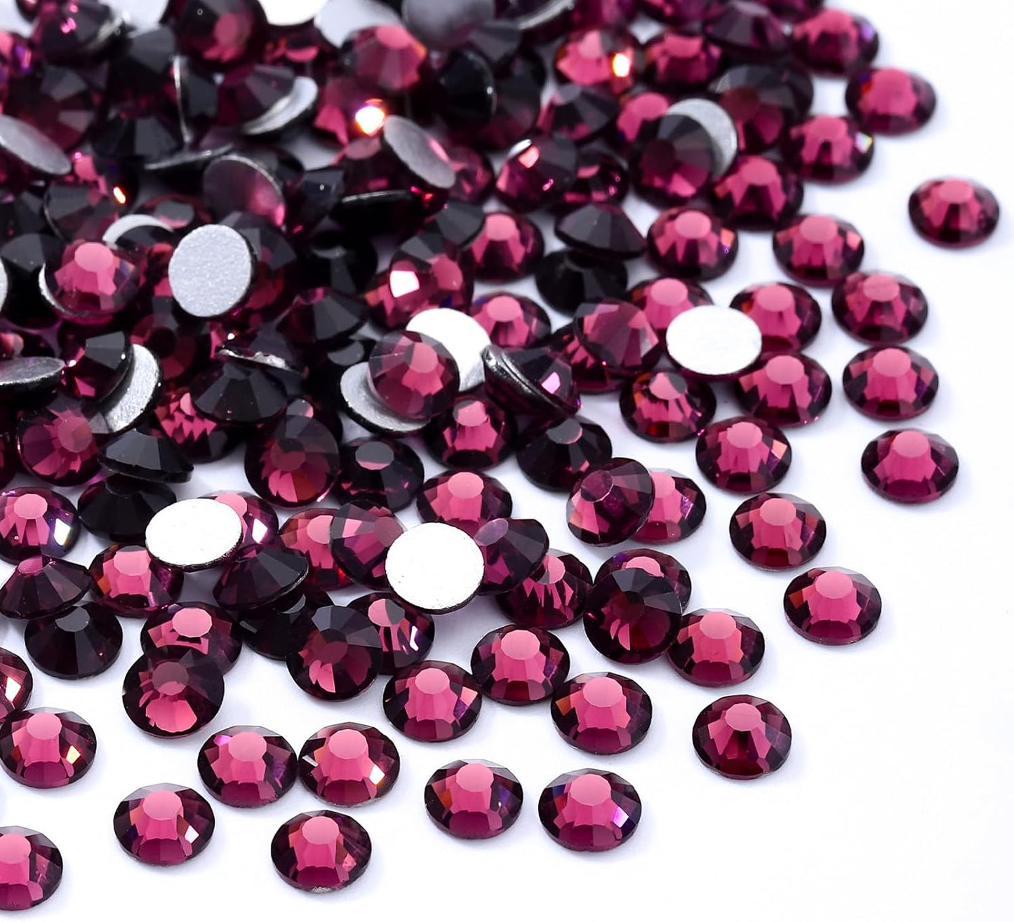 Purple Flatback Rhinestones, Glass Rhinestones for Nail Art and Craft, Glue Fix, Loose Crystal Gemstones(Purple, SS16, 1440pcs, 3.8-4.0mm)