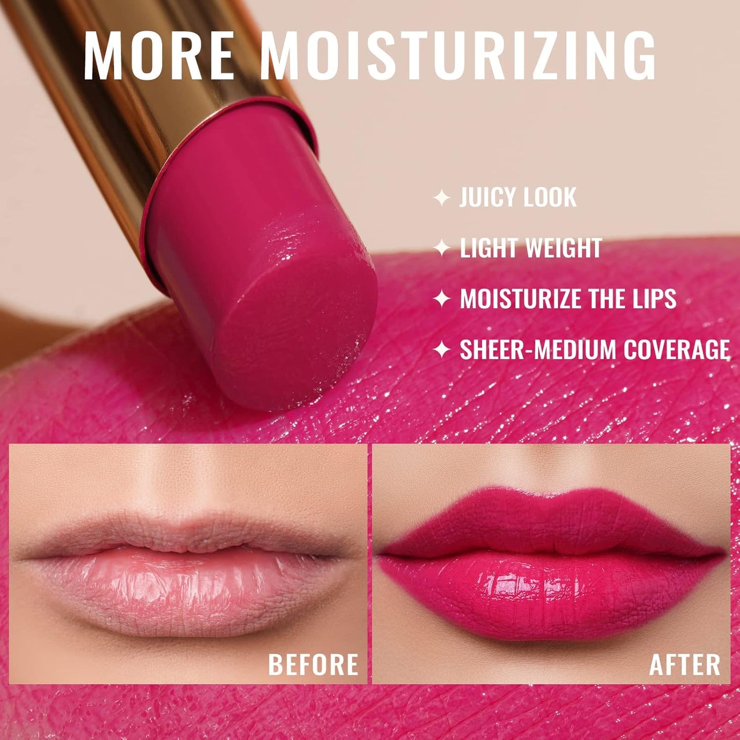 Oulac Moisturizing Shine Rose Pink Lipstick for Women, 2 in 1 Tinted Lip Balm for Winter, Hydrated Juicy and Glossy Lip Color for Dry, Cracked and Chapped Lips, Vegan 2.2g/0.07oz (09)