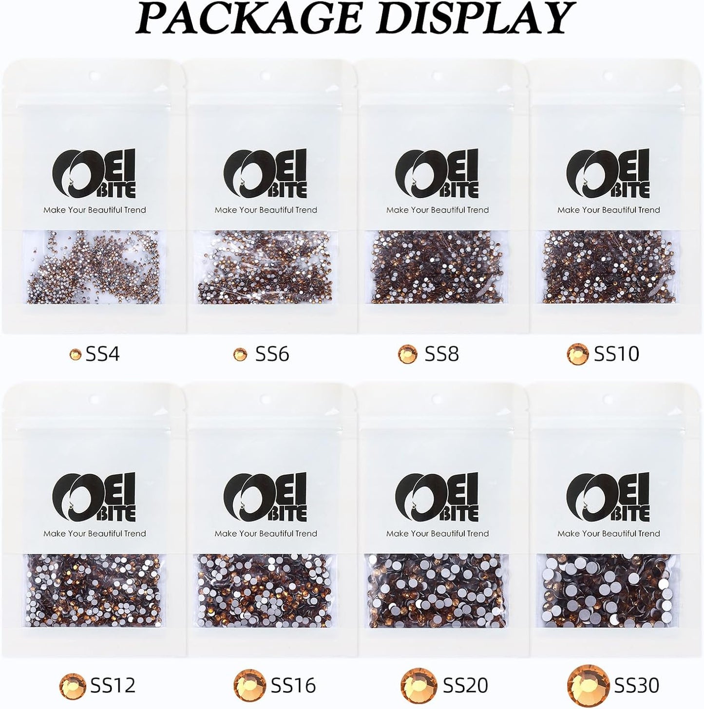 Topaz Flatback Rhinestones, Glass Rhinestones for Nail Art and Craft, Glue Fix, Loose Crystal Gemstones(Topaz, SS8, 1440pcs, 2.3-2.5mm)