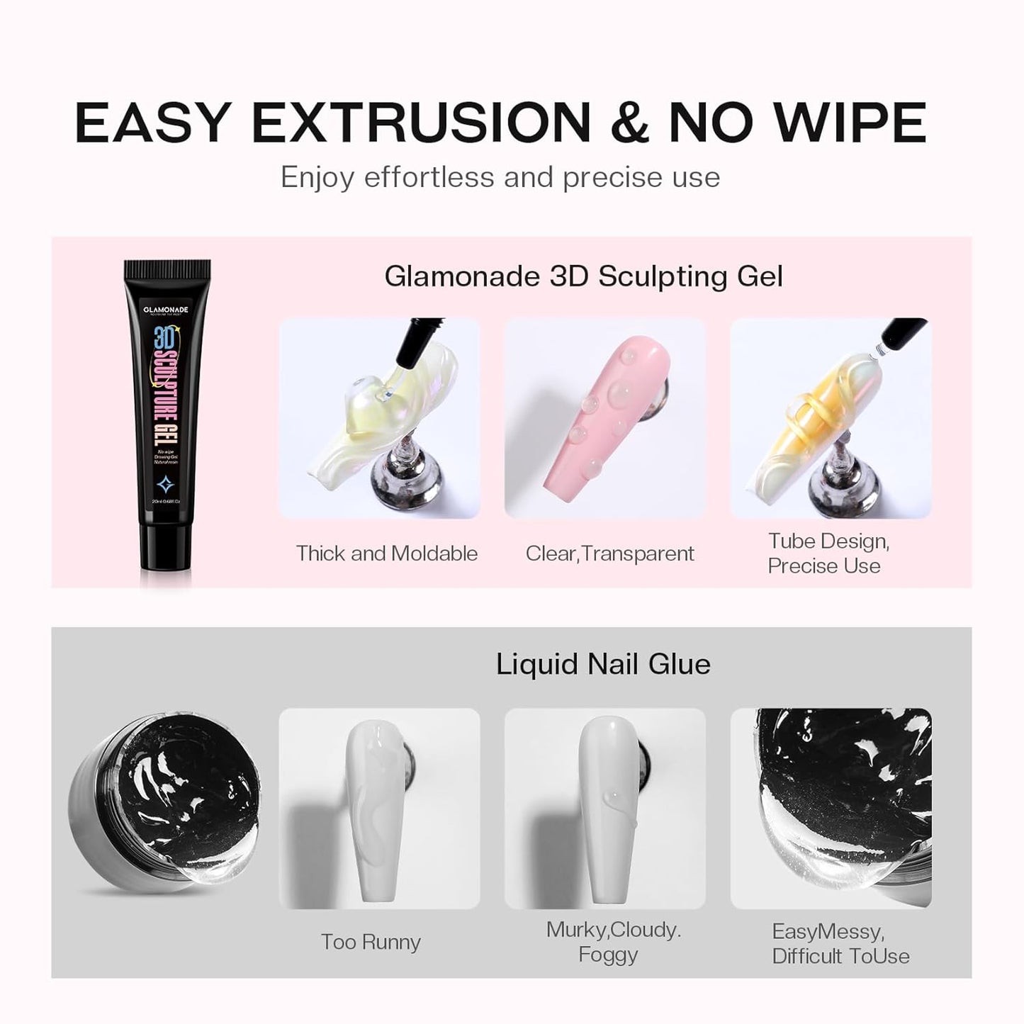 3D Sculpting Gel Nail Art: 15g Nail Sculpting Glue No Wipe Clear Gel Polish DIY Nail Art for Drawing Molding Nail Tech Must Haves Manicure Decoration Supplies