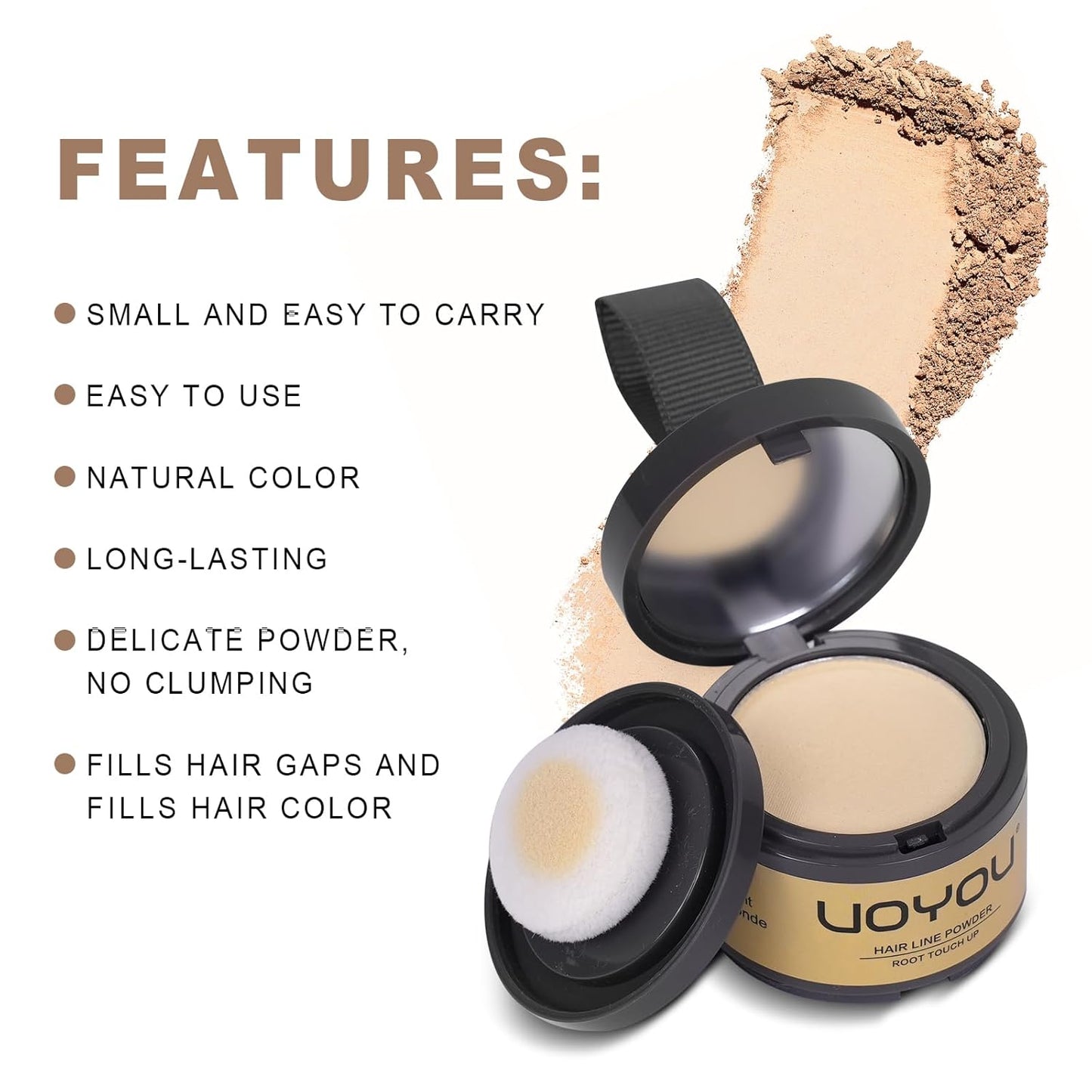 Root Touch Up Powder Instantly Conceals Hair Loss, Gray Root Cover Up Powder, Water & Sweat Resistant Hair Powder for Thinning Hair Men & Women, Includes Brush (Medium Brown, 4g Bottle with Brush)