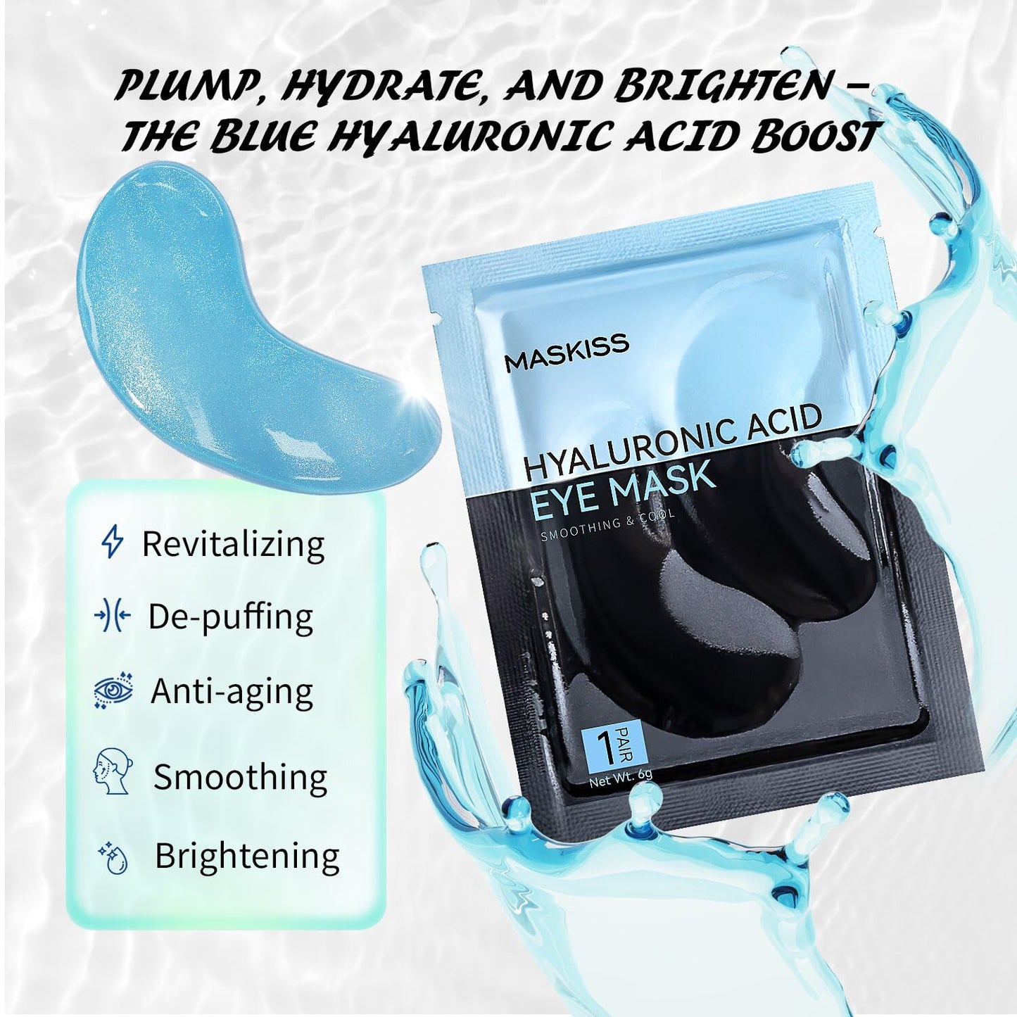Under Eye Patches (8 Pairs), Hyaluronic Acid Eye Masks for Dark Circles Puffy Eyes Undereye Bags, Collagen Eye Patches for Wrinkles and Hydrate, Skin Care Gift for Her