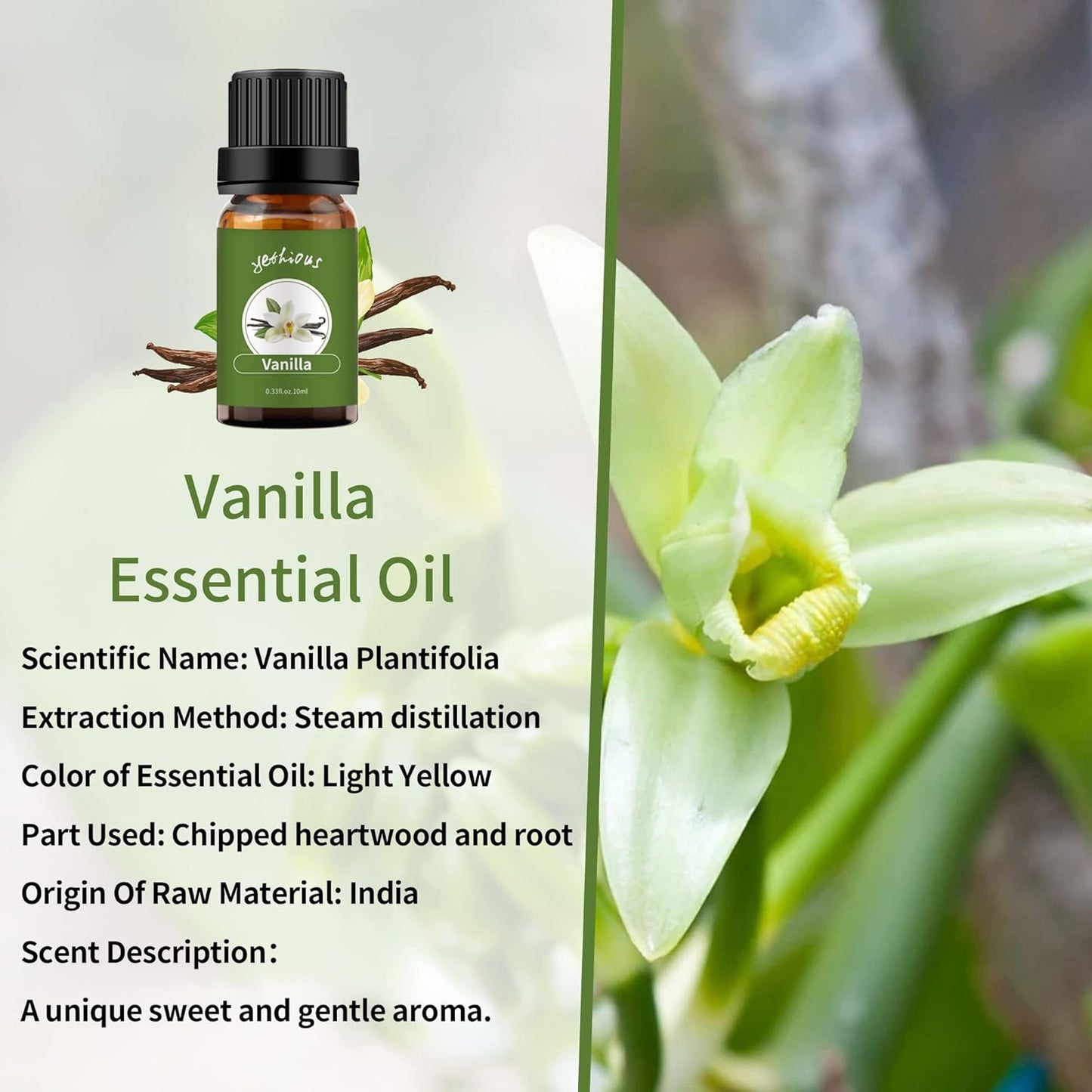 yethious Lavender Vanilla Sandalwood Essential Oil 100% Pure Organic Lavender Oil Essential Oil for Diffuser & Aromatherapy, Skin, Massage