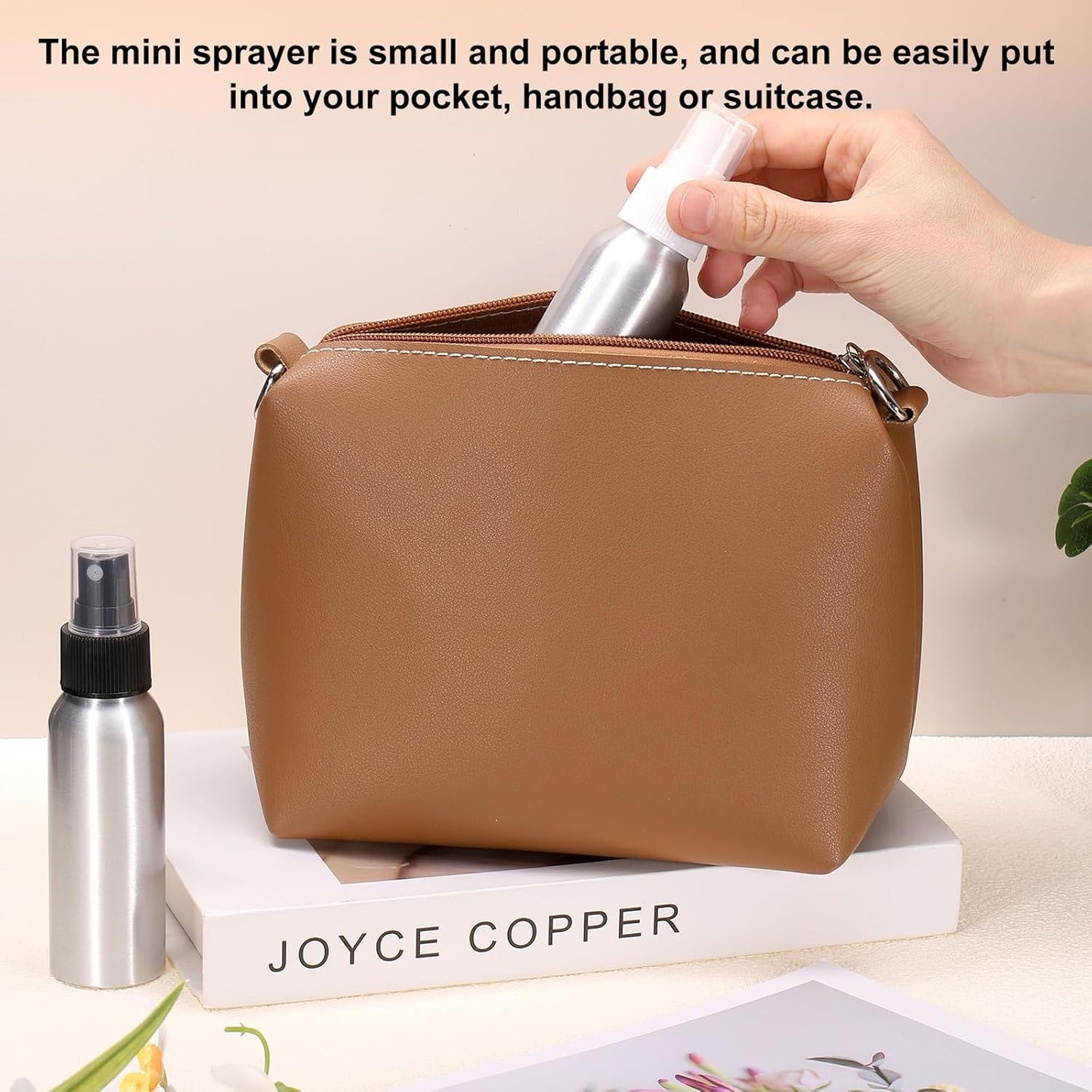 HARFINGTON Aluminum Fine Mist Spray Bottles 30ml/1oz Metal Small Liquid Alcohol Refillable Travel Container with Black Plastic Nozzle Cap for Perfume Skincare Cosmetic Storage Bottle