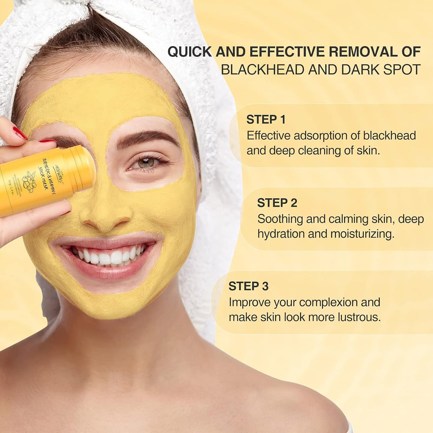 Turmeric Clay Stick Mask Organic Vitamin C Mask for Blackhead Cleansing Clay Mud Mask for Deep Clean Pore Improve Skin Acne Facial Mask With Blackhead Remover Extractor Tools