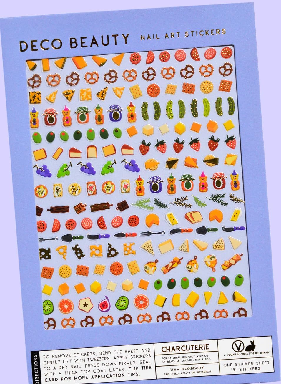 Charcuterie Nail Stickers - Lightweight & Easy-to-Apply Nail Art with Trendy Designs - Durable & Long-Lasting Nail Stickers for Women, Ideal for DIY Manicures & Salon-Quality Nails