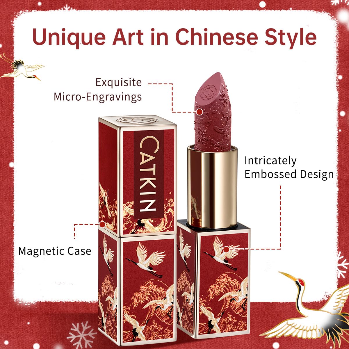 Catkin Semi-Matte Lipstick Hydrating High Impact Color Infused with Vitamin E and Avocado Oil Smooth Soft Texture Long Lasting Matte Finish 176
