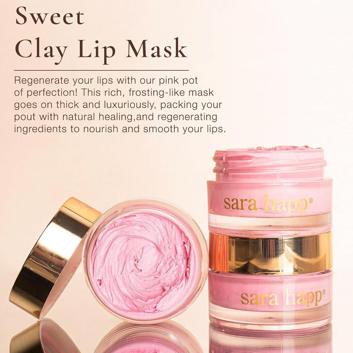 Sara Happ Sweet Clay Mask + Passion Fruit Sugar Scrub Lip Duo - Exfoliating Lip Treatments, Exfoliator Scrub, Moisturizers for Dry and Flaky Lips, Vegan (0.47 Oz and 0.5 Oz jars)