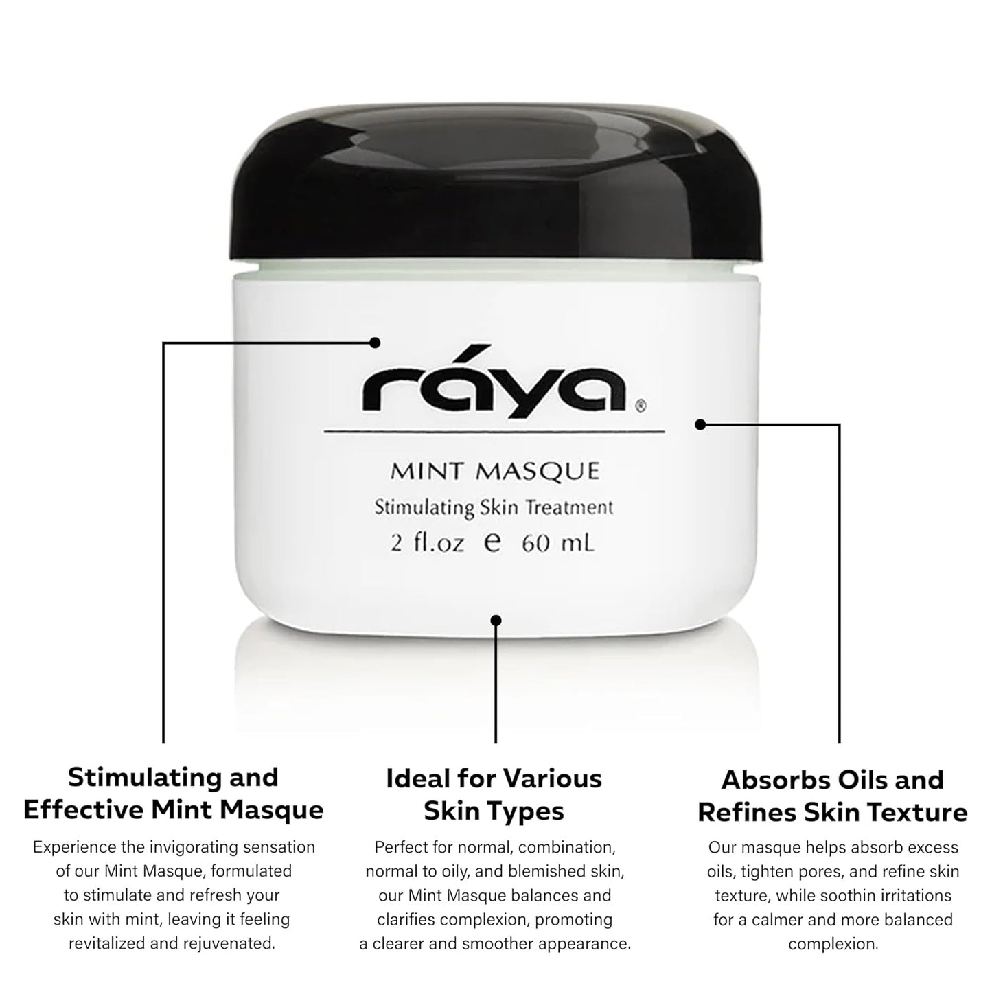 Raya Mint Masque (603) | Cooling and Refreshing Facial Treatment Mask Combination for Oily and Break-Out Prone Skin, Moisturizing,Tightening Pores, Refining Complexion, Paraben-free - 60ml