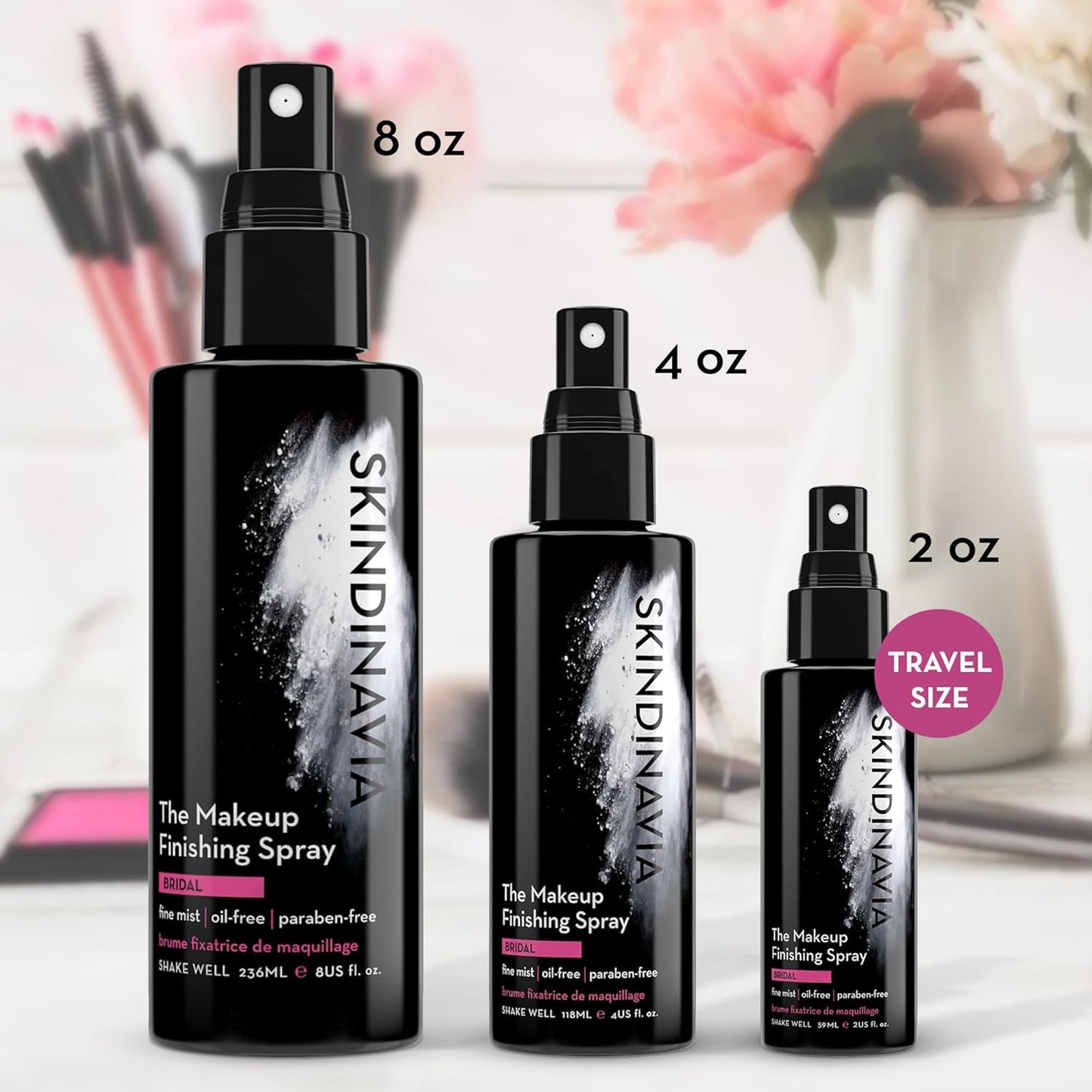 Skindinavia The Makeup Finishing Spray, Bridal Makeup Setting Spray, All-Day Wear, Long-Lasting Up to 16+ Hours, Heat-Resistant & Waterproof, Wedding Day, Bridal Shower Gift, 8.0 Oz