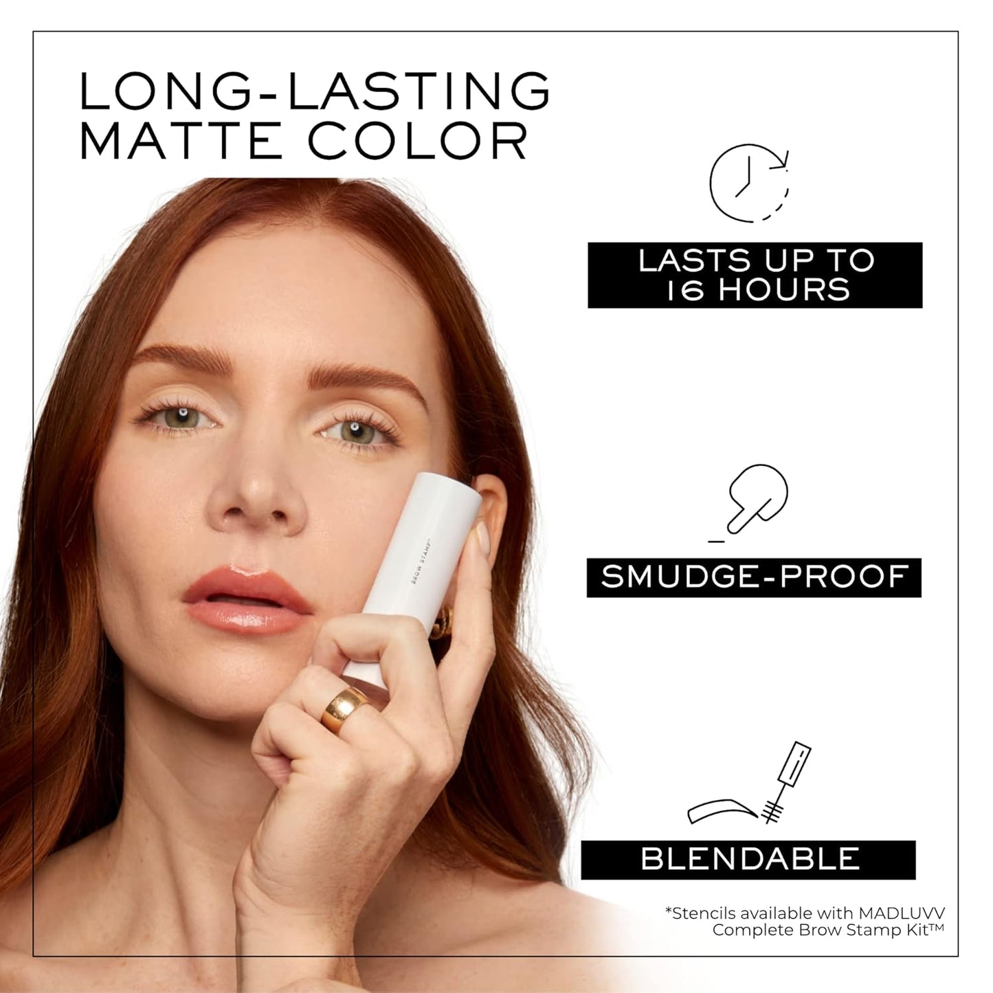 MADLUVV Brow Stamp Refill* - Color Stamp for Brows & Root Touch Up for Women & Men, Instantly Conceal Hair Loss, Grey Hair, Thinning Hair with Stain-Proof/Smudge-Proof Powder Formula (Brunette)