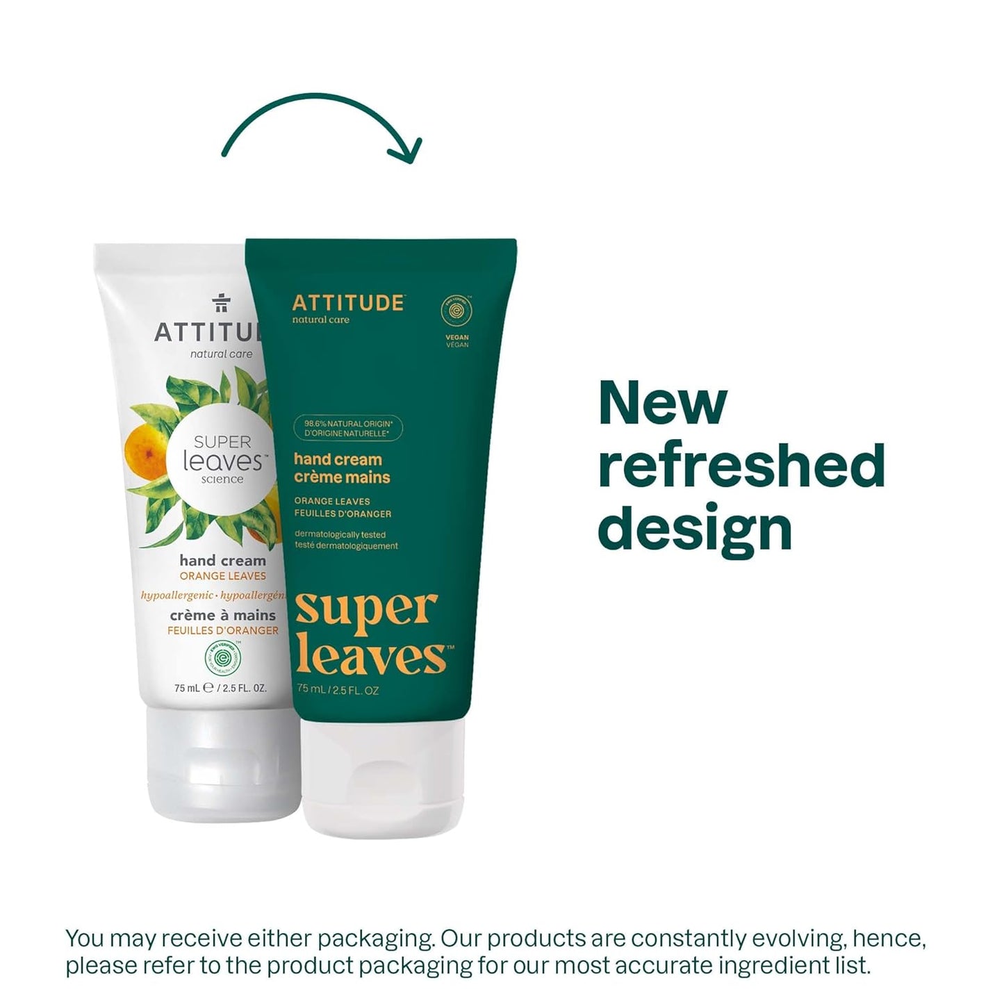 ATTITUDE Hand Cream, EWG Verified, Plant and Mineral-Based, Vegan Personal Care Products, Orange Leaves, 2.5 Fl Oz (Pack of 6)