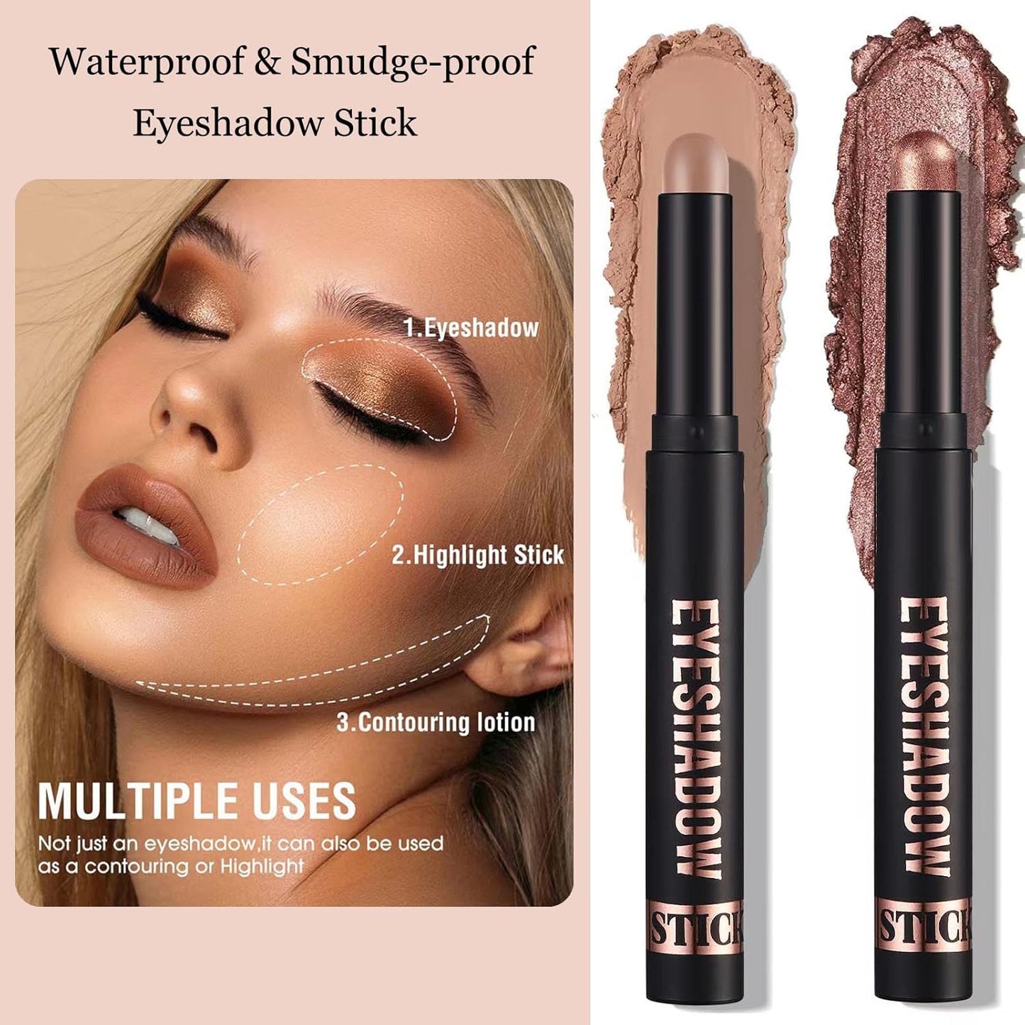 Matte Eyeshadow Stick Blendable Cream Eyeshadow Hypoallergenic Neutral Eye Shadow Stick, Waterproof Long Lasting High Pigmented Smokey eyeshadow Pencil (15# Mocha Matte)