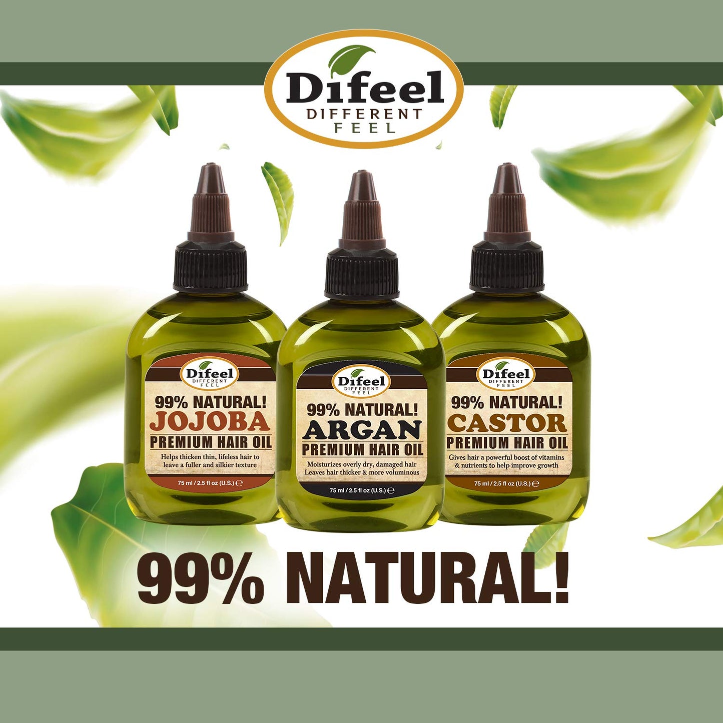 Difeel Premium Natural Hair Oil - Jojoba Oil 2.5 ounce